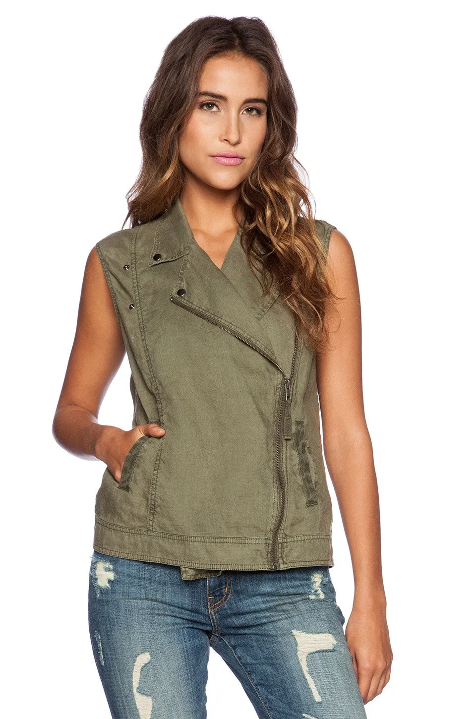 ONE OF A KIND Michael Stars Sleeveless Moto Vest  | Cargo | SALE