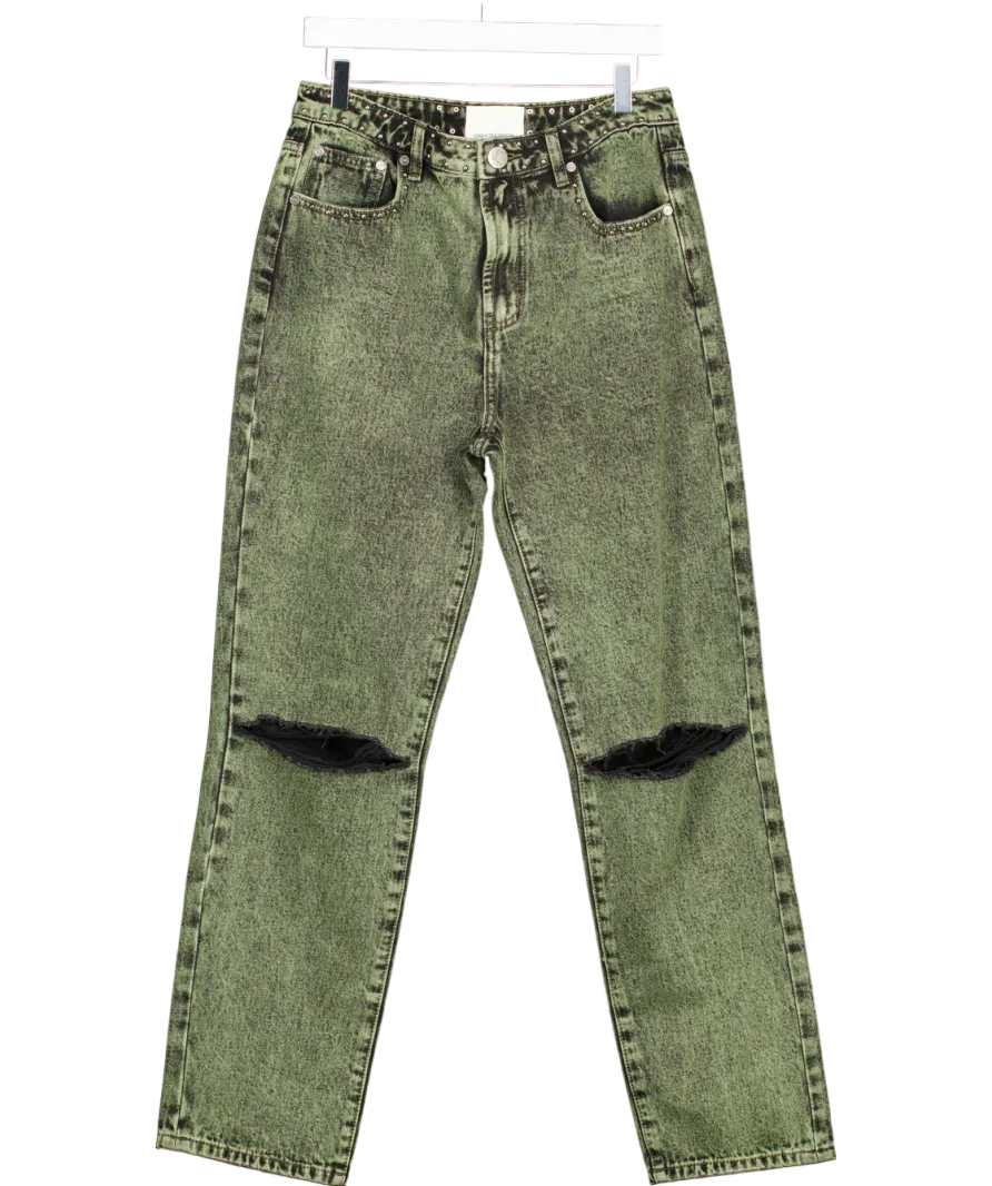 One Teaspoon Green Awesome Baggies High Waist Straight Leg Jeans UK 10