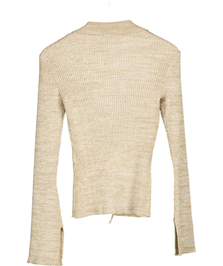Oval Square Beige Tanner Knit Tie Cardigan UK S