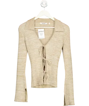 Oval Square Beige Tanner Knit Tie Cardigan UK S