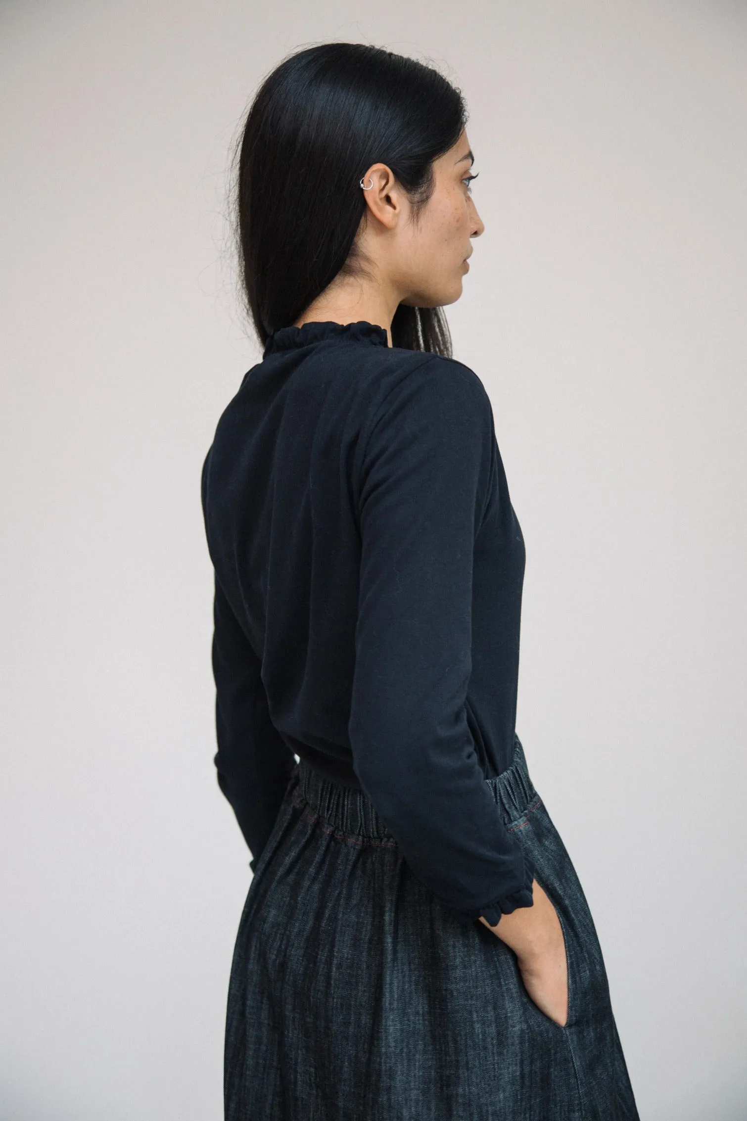 Pearl Organic Cotton Jersey Top in Black