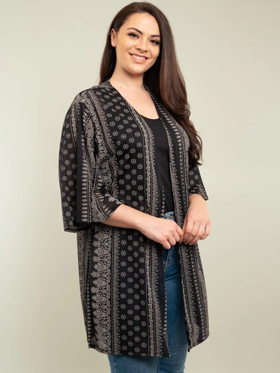 PLUS SIZE PAISLEY CARDIGAN
