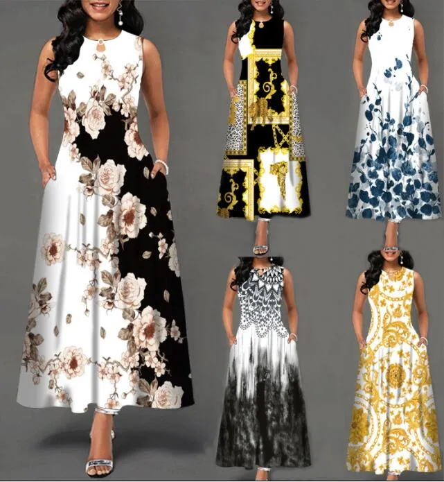 Plus Size Womens Beautiful Floral Sleeveless Maxi Dress