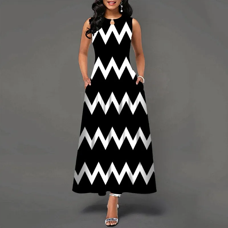 Plus Size Womens Beautiful Floral Sleeveless Maxi Dress