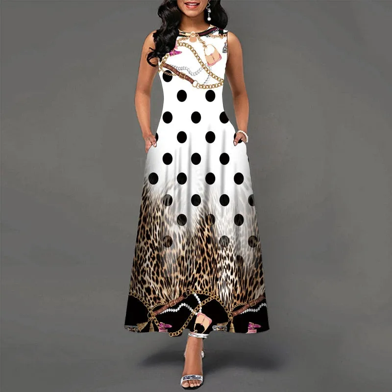 Plus Size Womens Beautiful Floral Sleeveless Maxi Dress