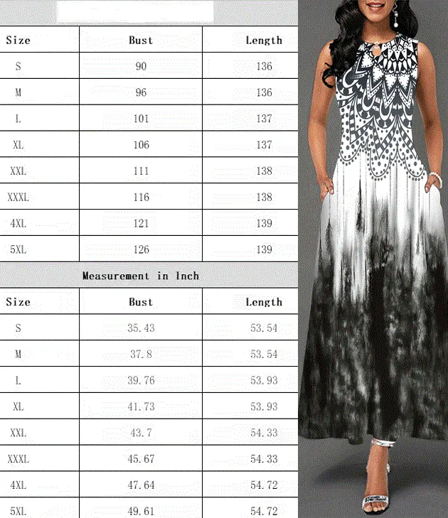 Plus Size Womens Beautiful Floral Sleeveless Maxi Dress