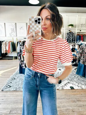 Port Striped Bubble Sleeve Top - 2 Colors