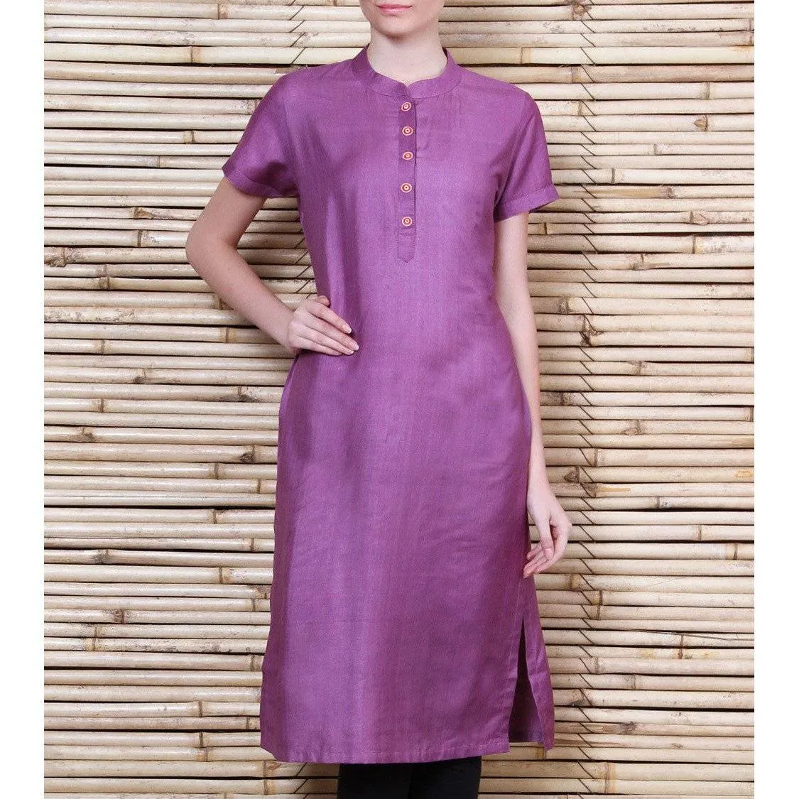 Purple Tussar Cotton Kurta