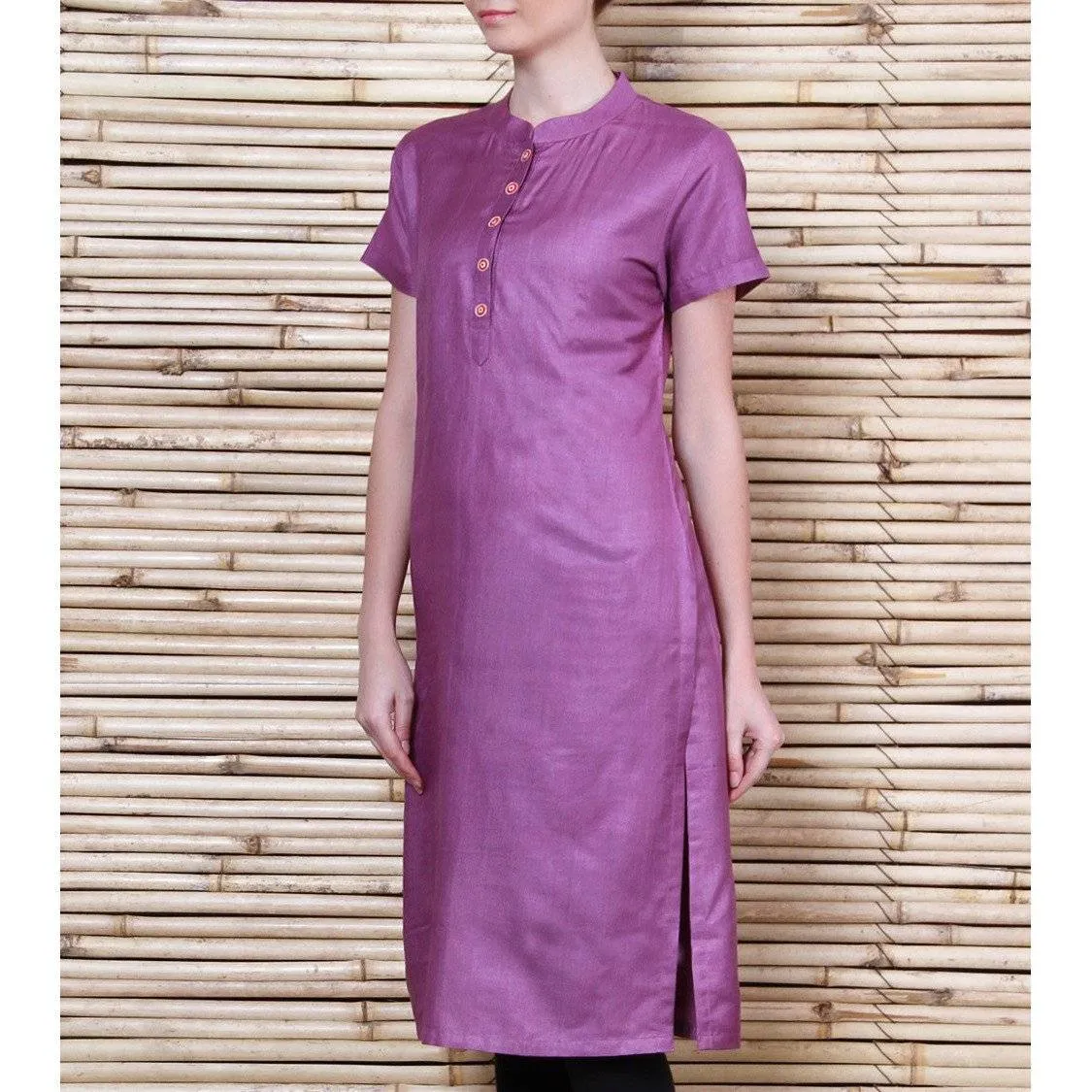 Purple Tussar Cotton Kurta