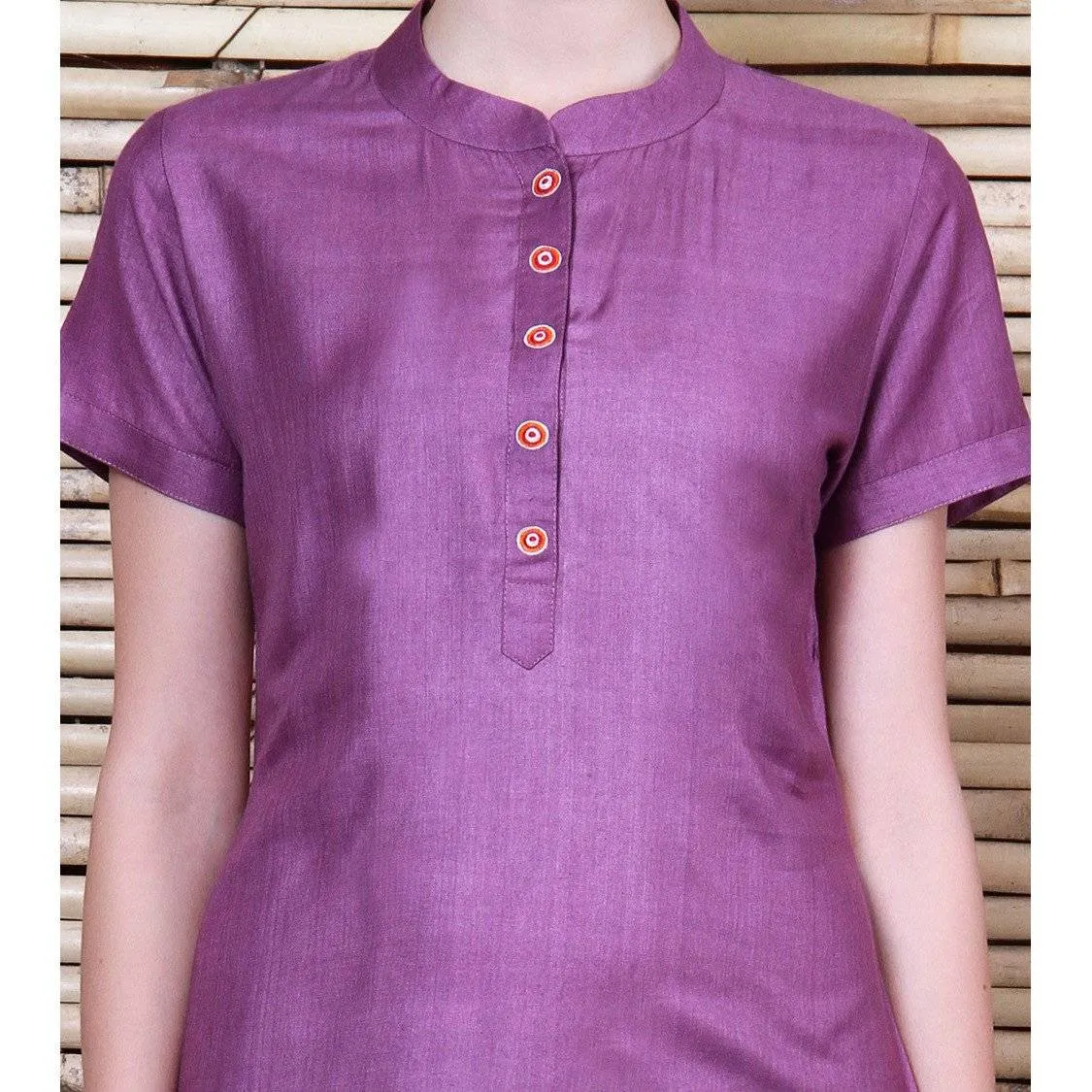 Purple Tussar Cotton Kurta