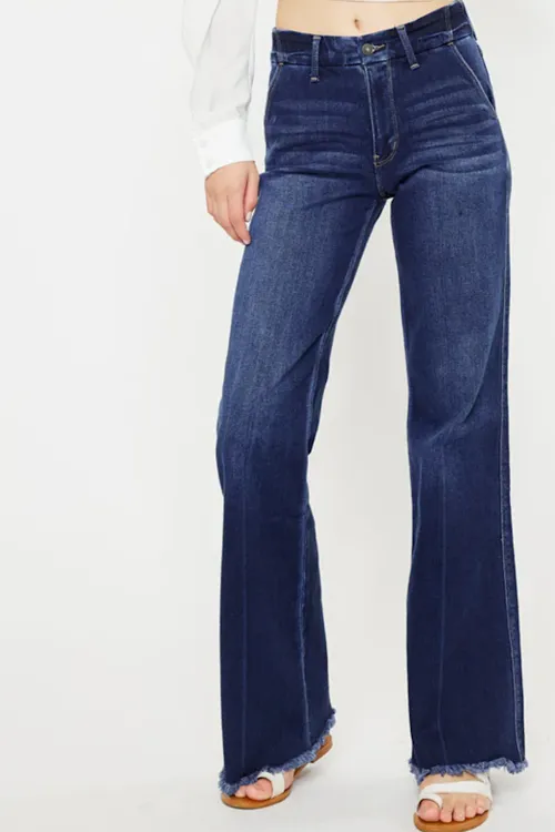 Raw Hem Flare Jeans