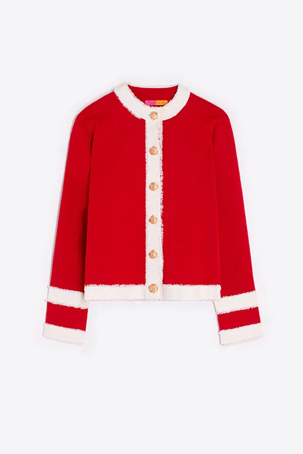RED BICOLOR CARDIGAN