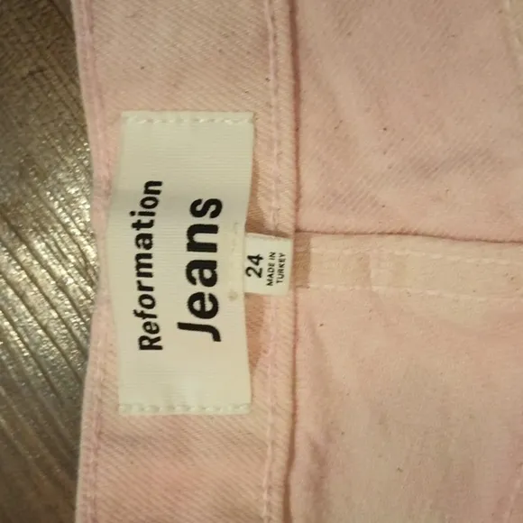 Reformation Pink Cynthia Spiral High Rise Straight Long Jeans A31