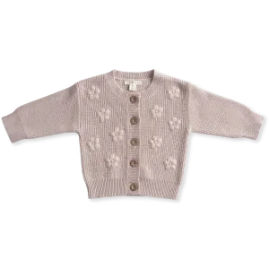 Ribbed Flower Cardigan - Violet Marle