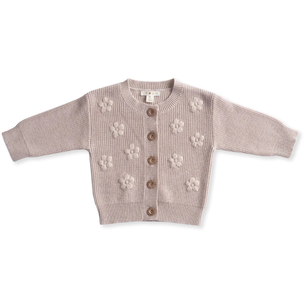 Ribbed Flower Cardigan - Violet Marle