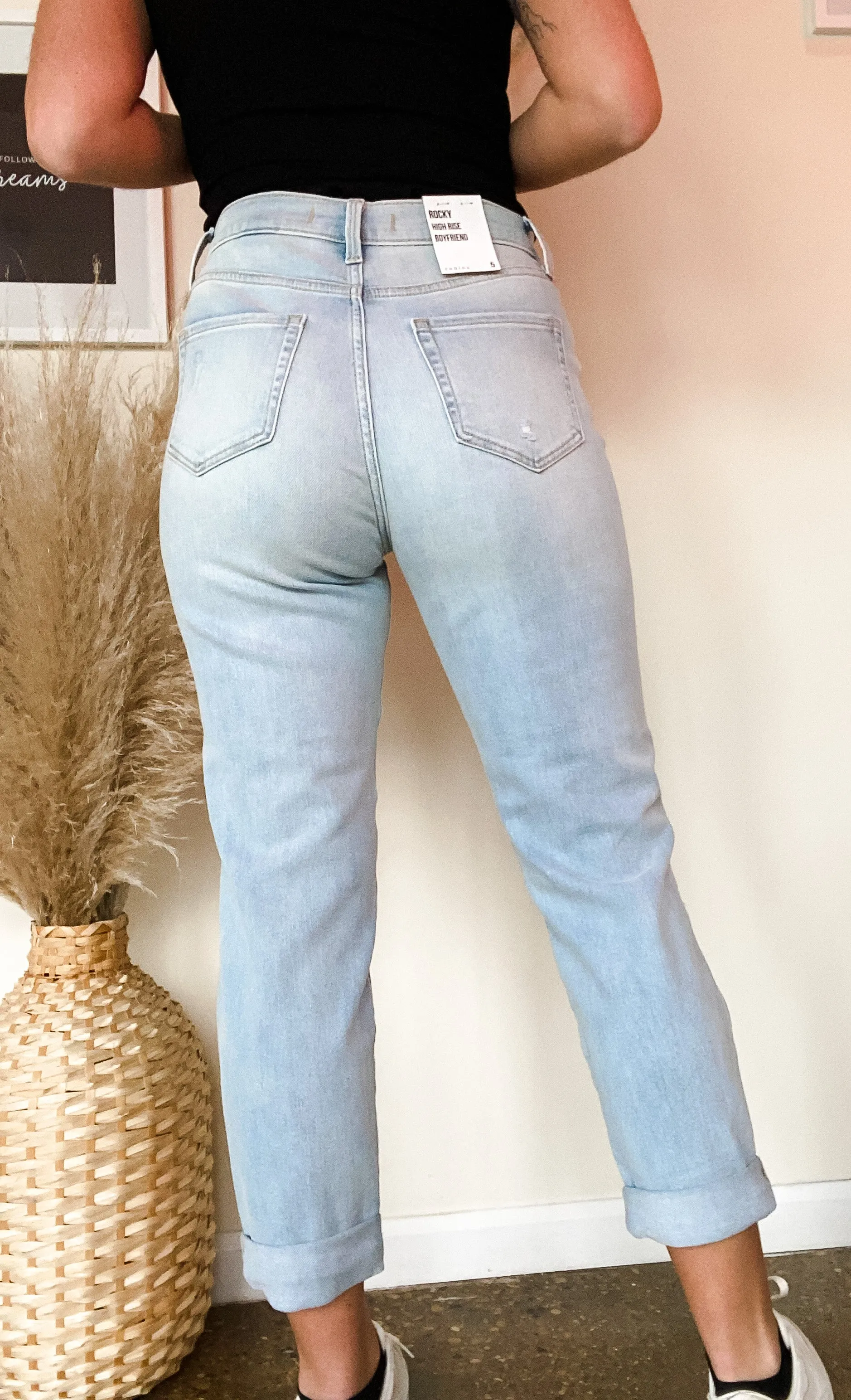 ROCKY HIGH RISE BOYFRIEND JEANS-LIGH WASH