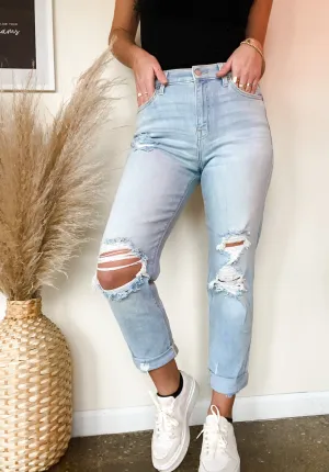 ROCKY HIGH RISE BOYFRIEND JEANS-LIGH WASH