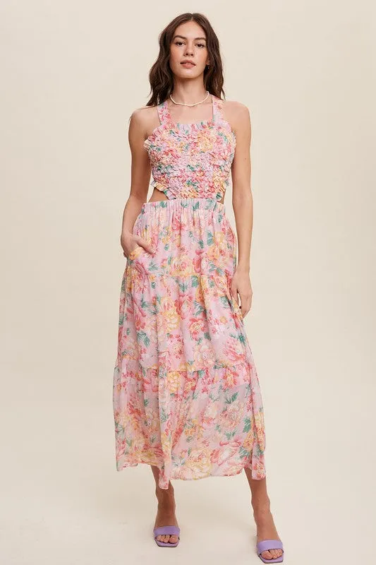 Rory Floral Textured Two-Piece Maxi Dress
