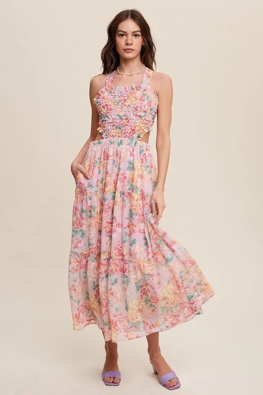 Rory Floral Textured Two-Piece Maxi Dress