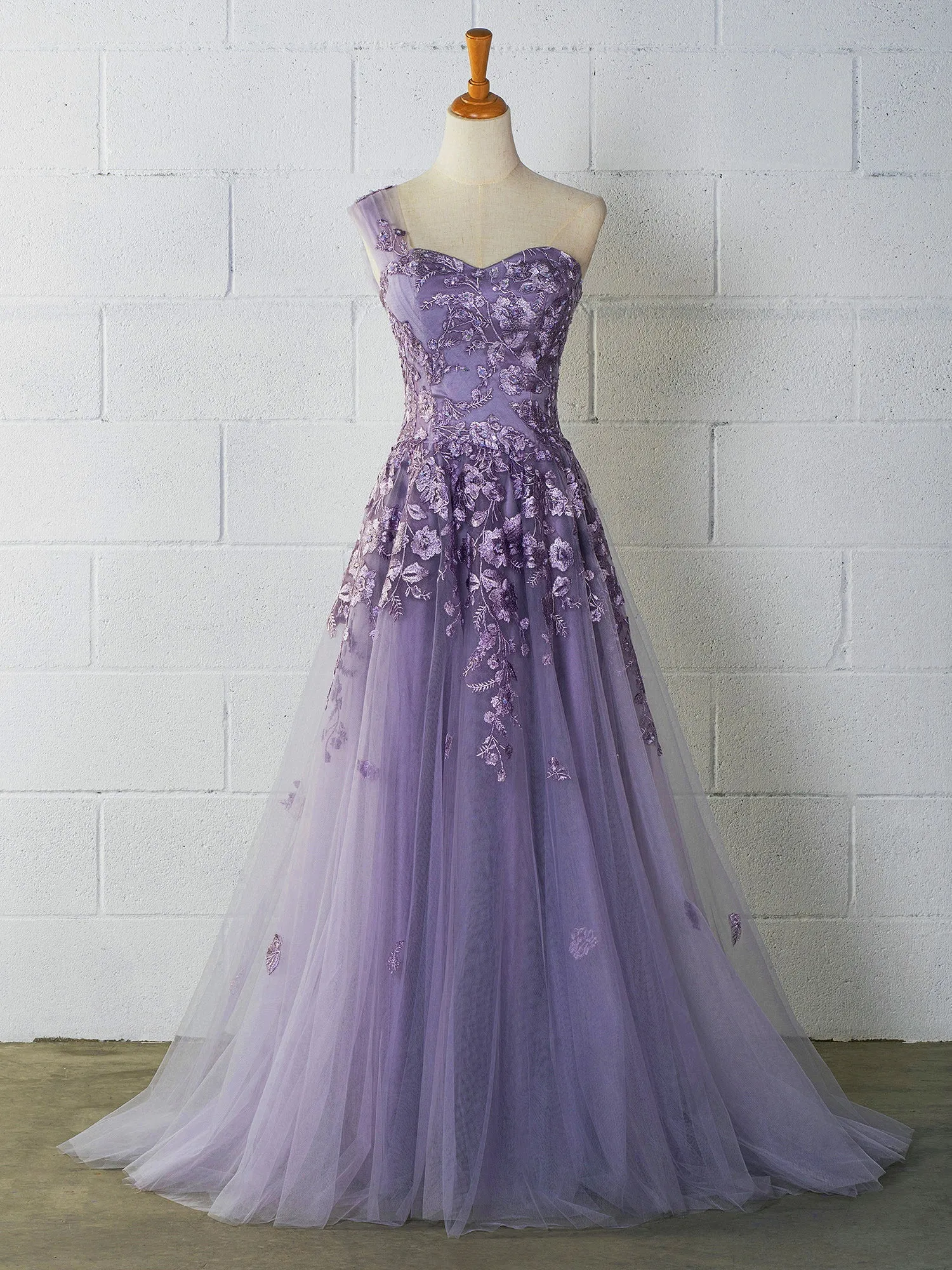 Roycebridal Sweet-Heart Tulle One Shoulder Floor Length Prom Dress