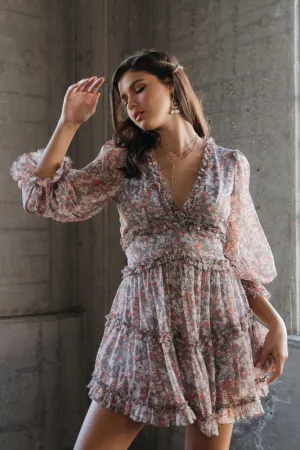 Ruffle Balloon Sleeve Mini Dress