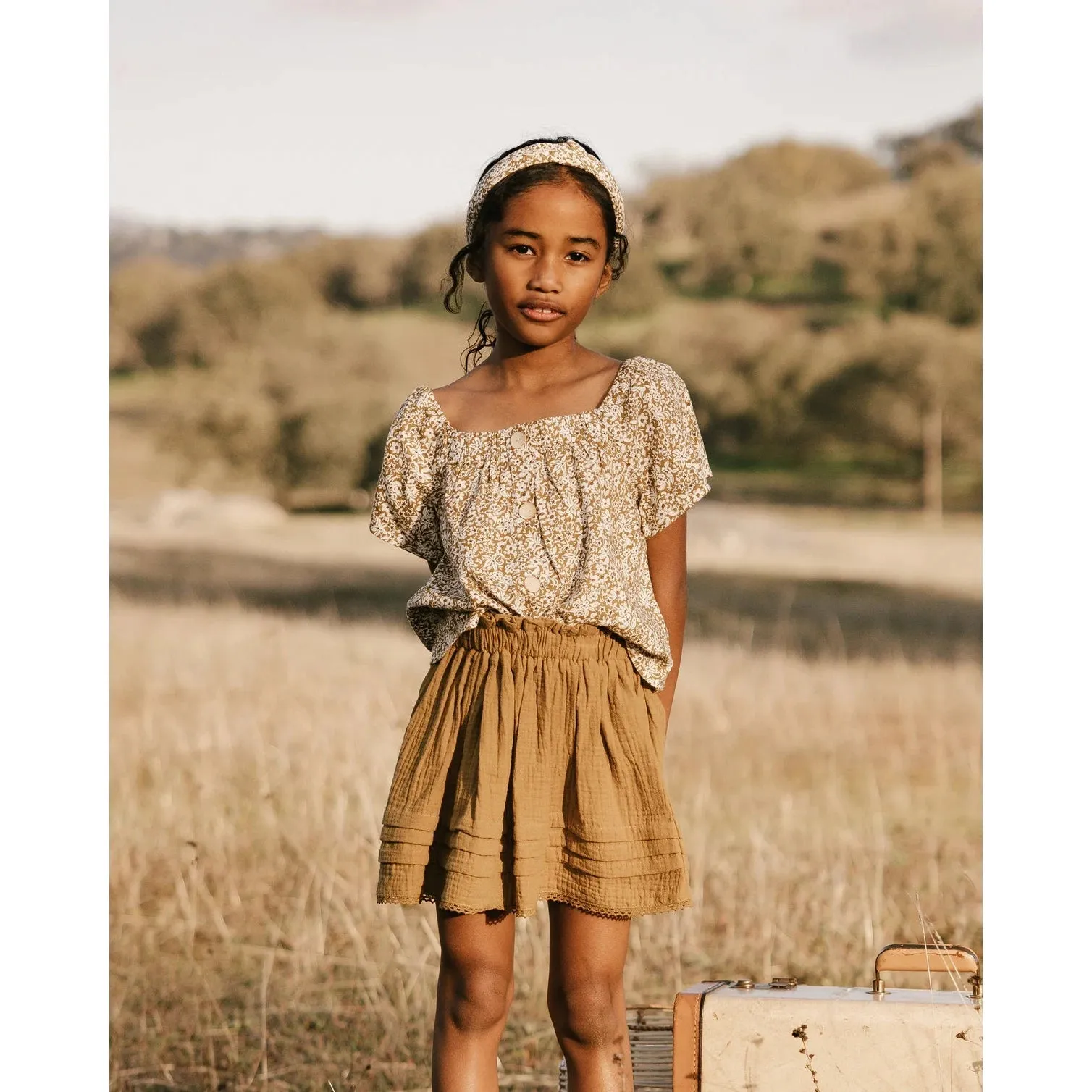 Rylee & Cru Golden Ditsy Leah Top
