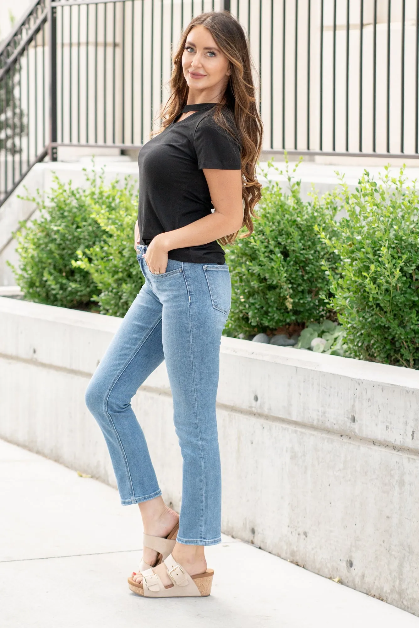 Safe Mid Rise Slim Ankle Straight