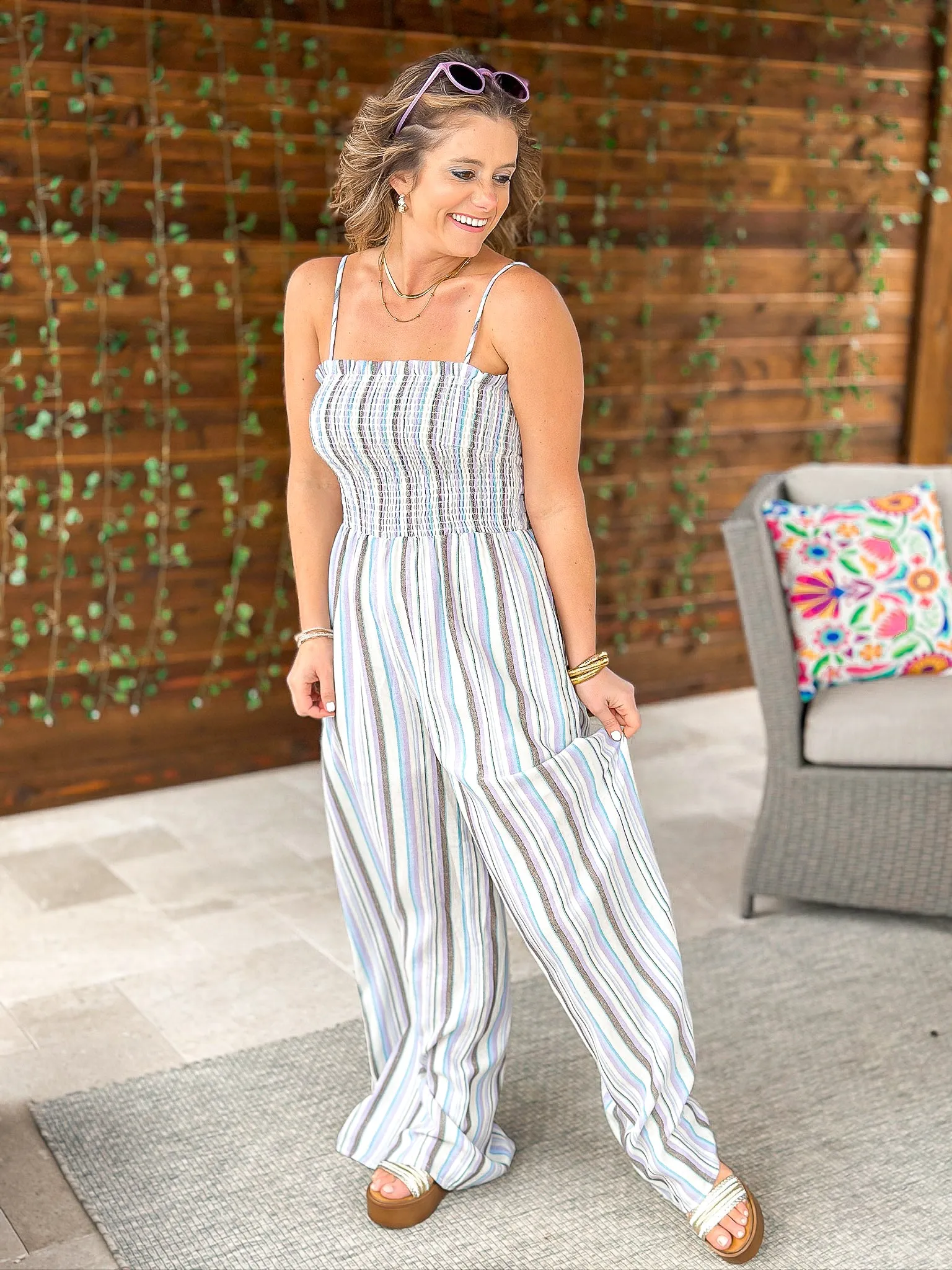 Sandy Toes Smocked Jumpsuit