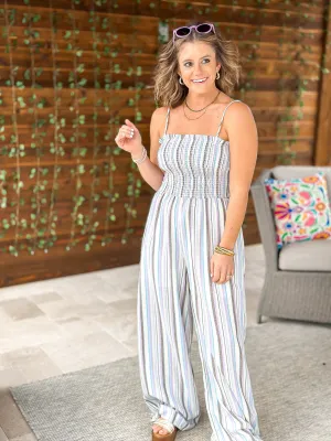 Sandy Toes Smocked Jumpsuit