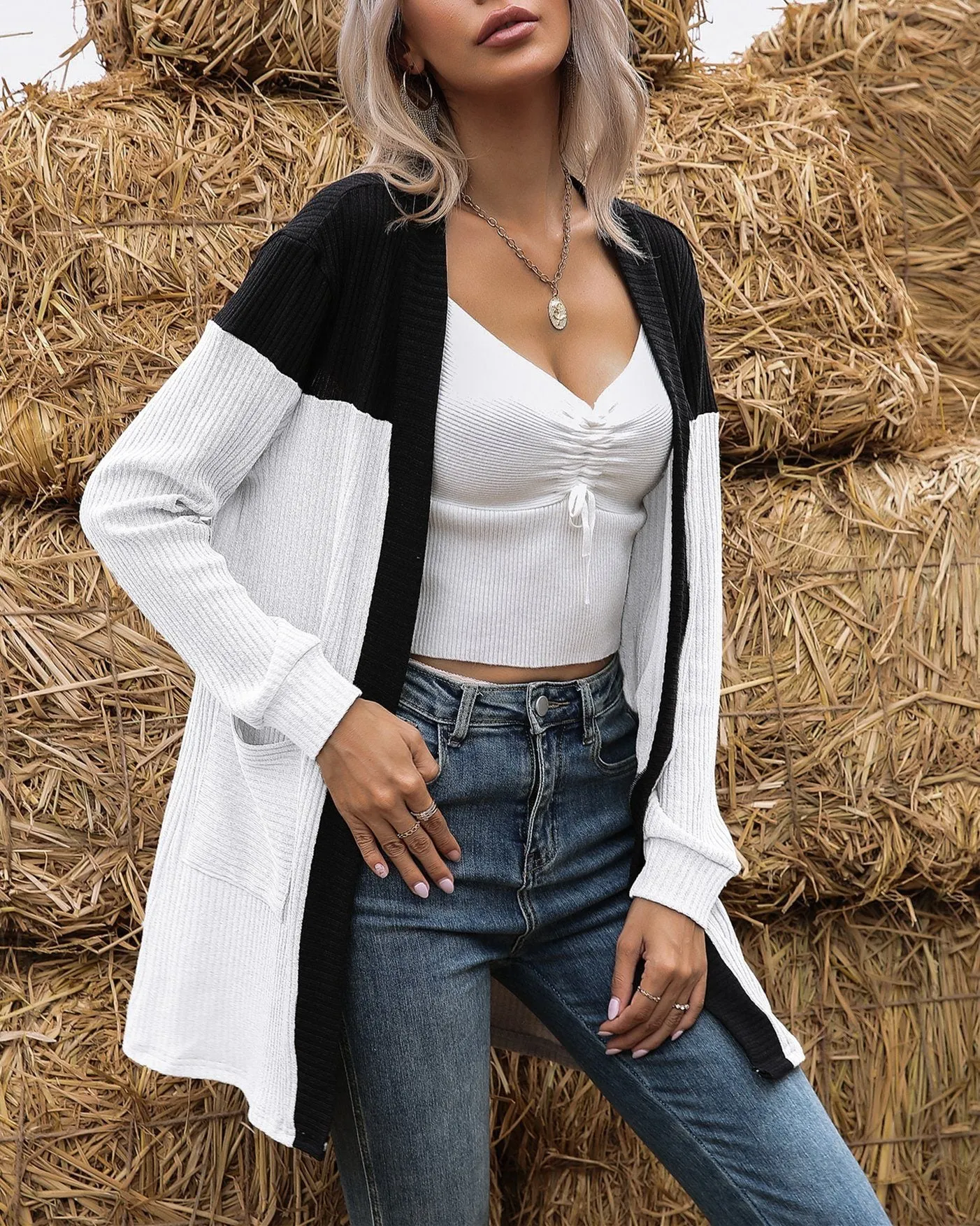 Say It Again Stripe Sweater Cardigan - White