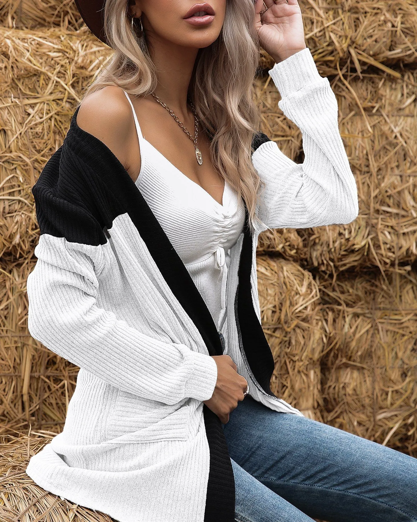 Say It Again Stripe Sweater Cardigan - White