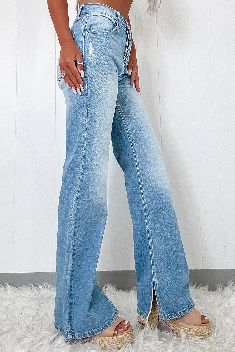 Shift Slit Straight Jeans by High