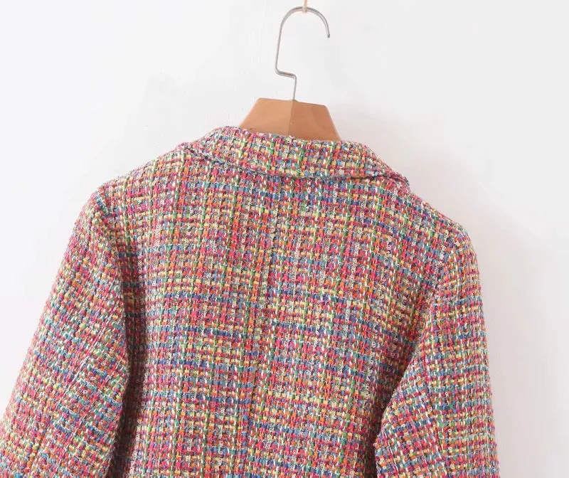 Single-breasted Woolen Coat Cardigan Mini Dress Short Skirt Two Pieces