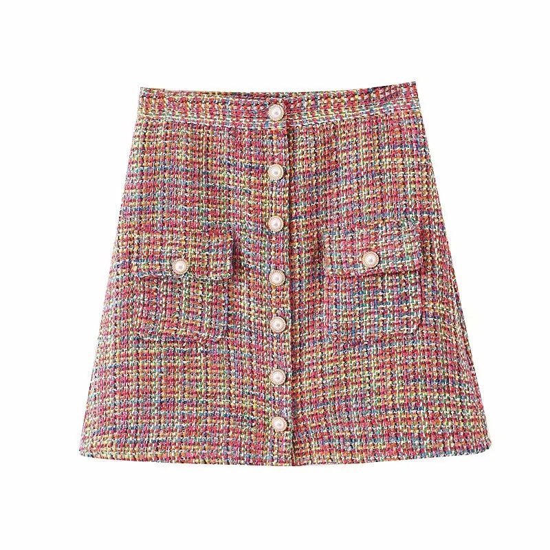 Single-breasted Woolen Coat Cardigan Mini Dress Short Skirt Two Pieces