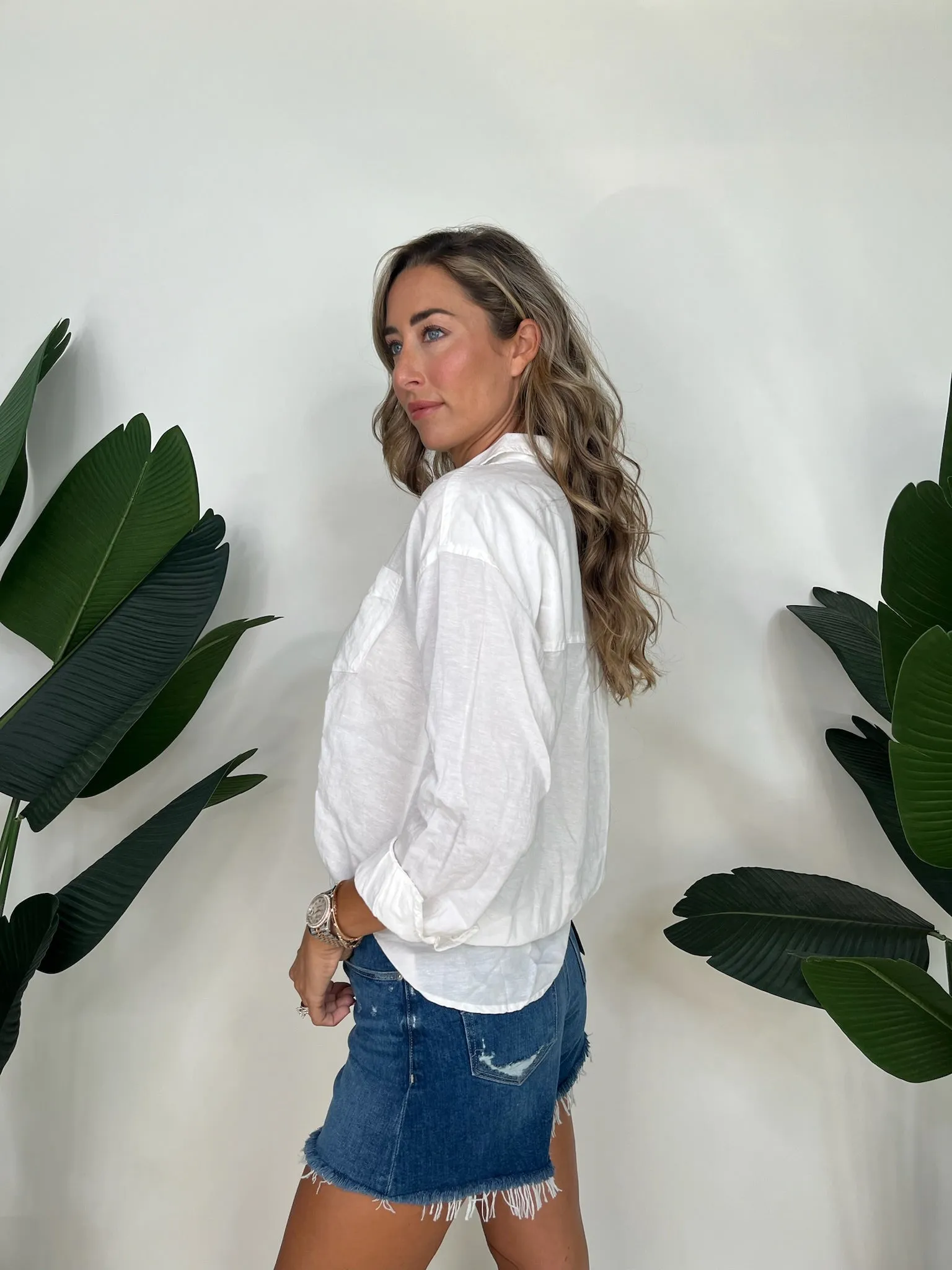 Splendid Dawson Linen Button Down White
