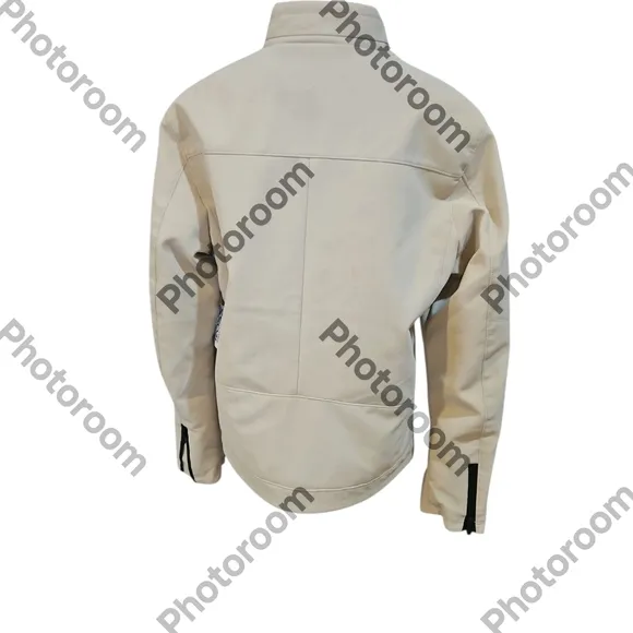 Stone Falcon Unisex Stand Collar Zip-Up Jacket in Cream /White Size M