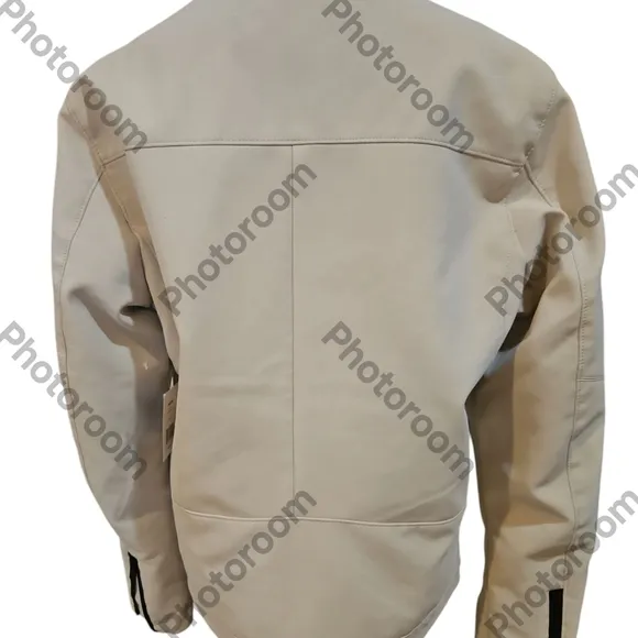 Stone Falcon Unisex Stand Collar Zip-Up Jacket in Cream /White Size M