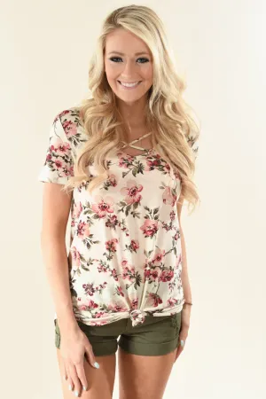 Strawberry Cream Floral Top