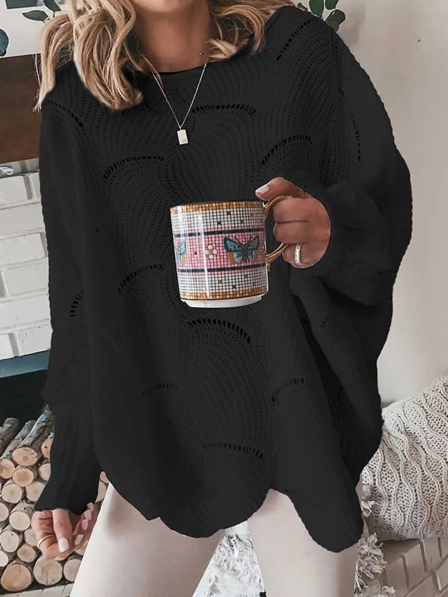 Stunncal Bat Sleeve Casual Loose Sweater Knit Sweater