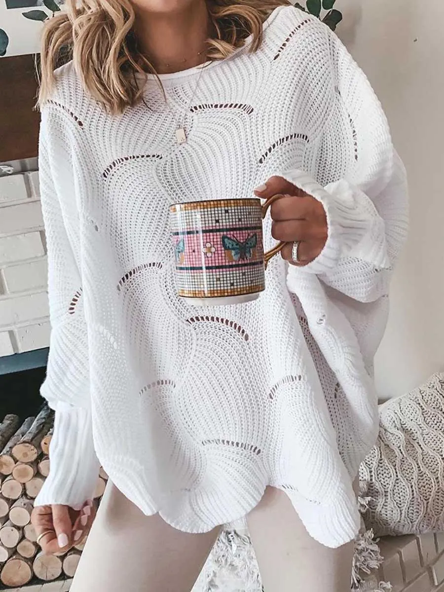 Stunncal Bat Sleeve Casual Loose Sweater Knit Sweater
