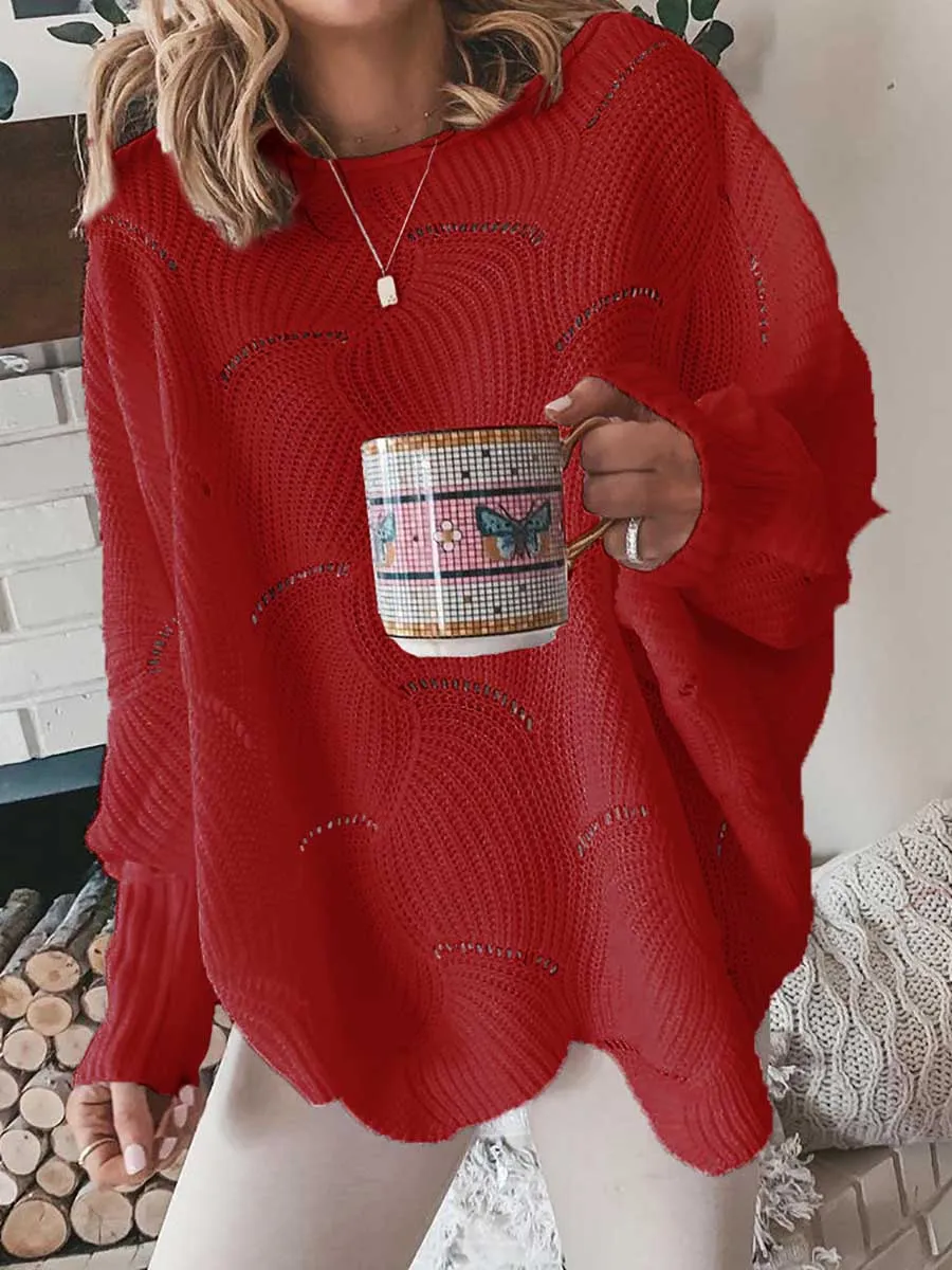 Stunncal Bat Sleeve Casual Loose Sweater Knit Sweater