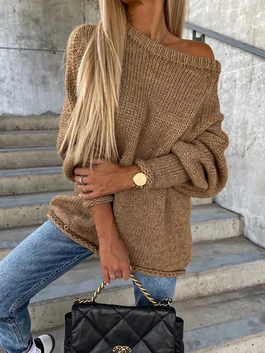 Stunncal Crew neck pullover knit sweater