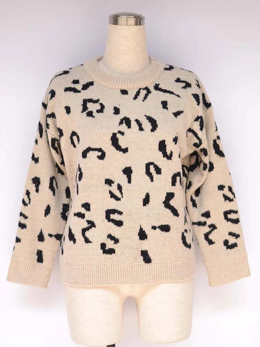 Stunncal Leopard Printed Knit Sweater