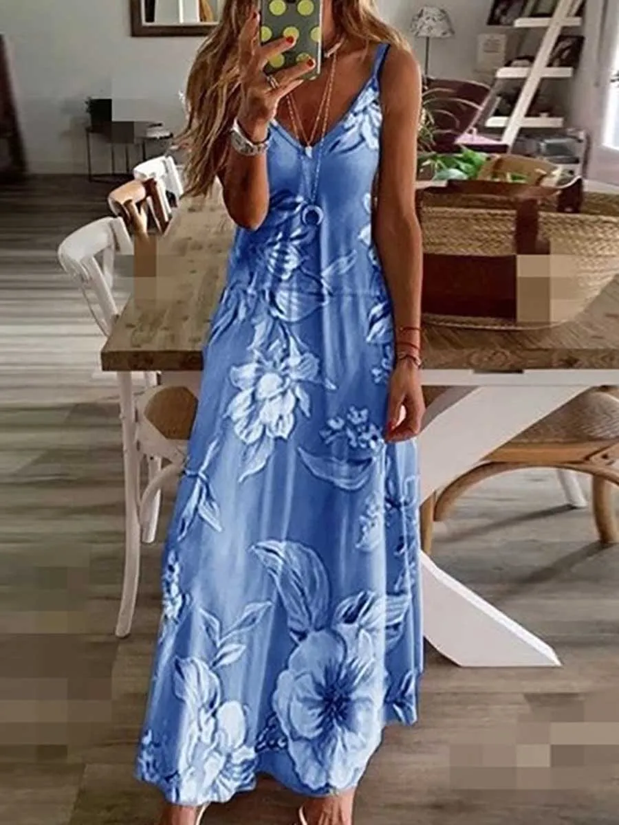 Stunncal Slim Long Floral Halter Dress