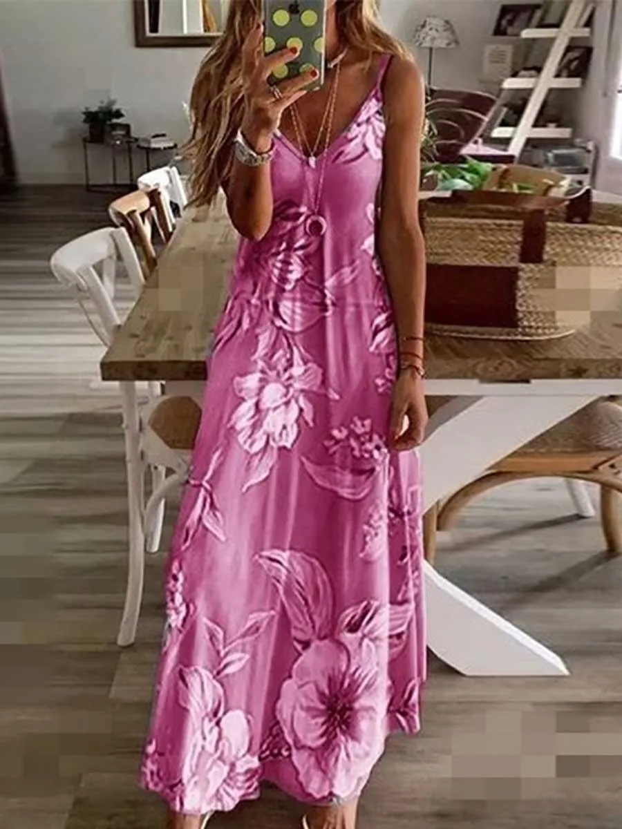 Stunncal Slim Long Floral Halter Dress