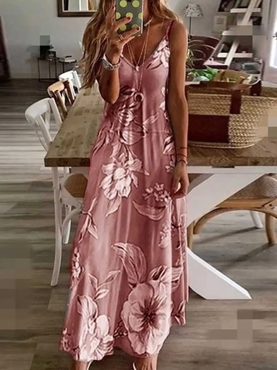 Stunncal Slim Long Floral Halter Dress