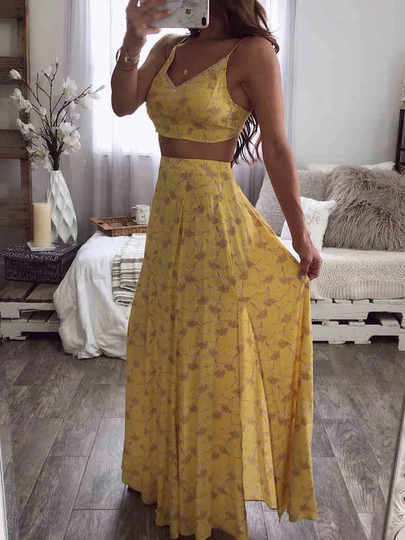 Summer Floral Print Cami Sexy V Neck Short