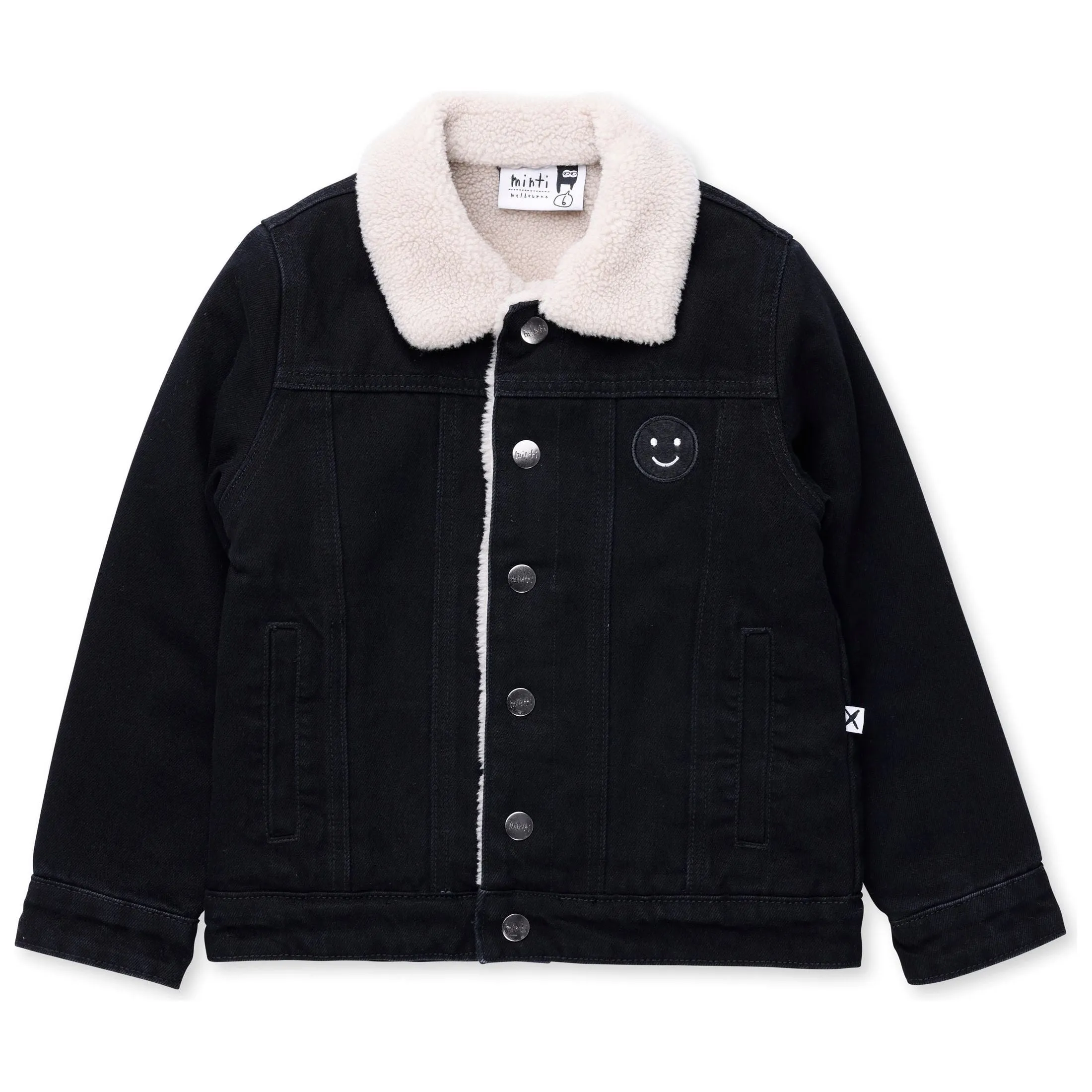 Teddy Lined Denim Bomber - Black