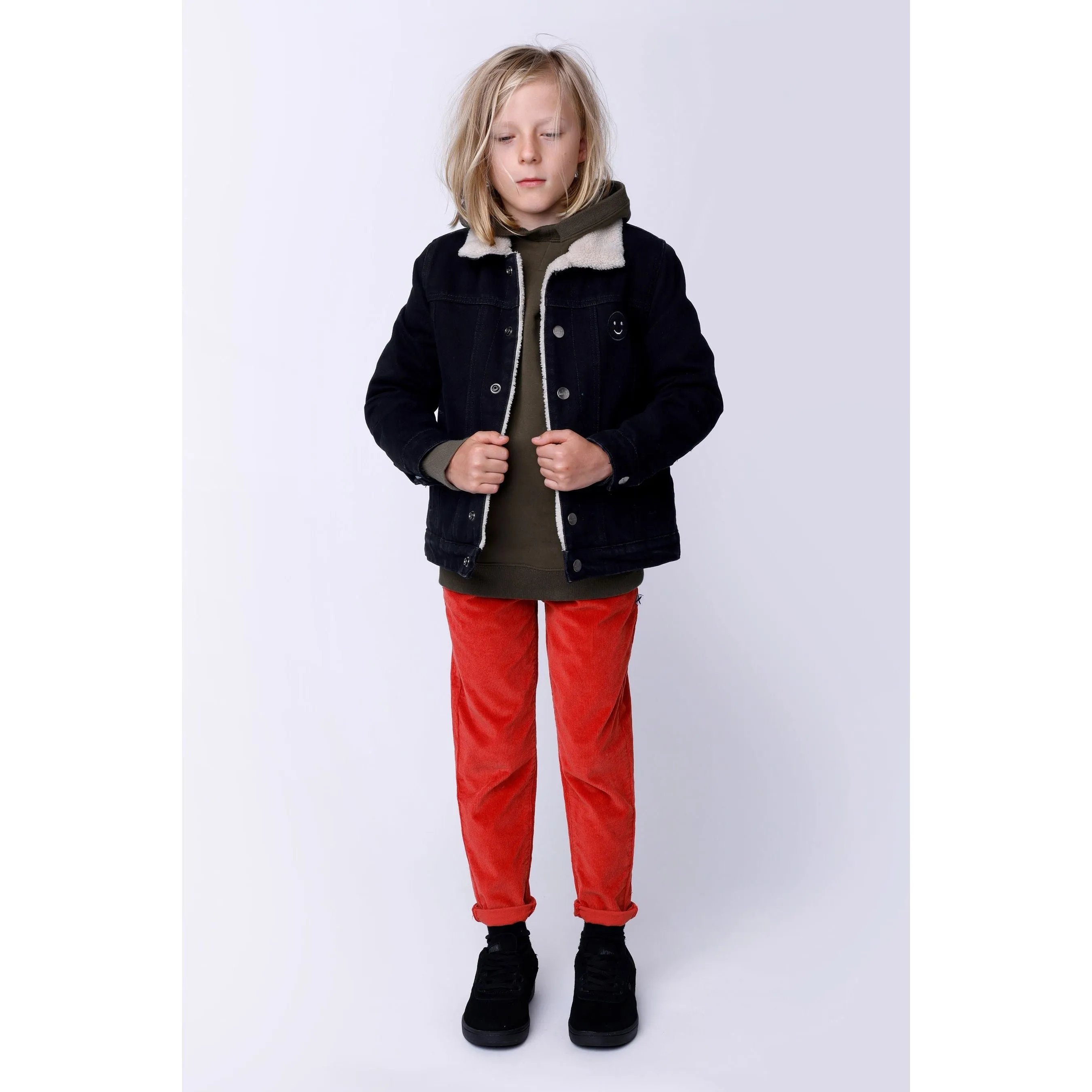 Teddy Lined Denim Bomber - Black