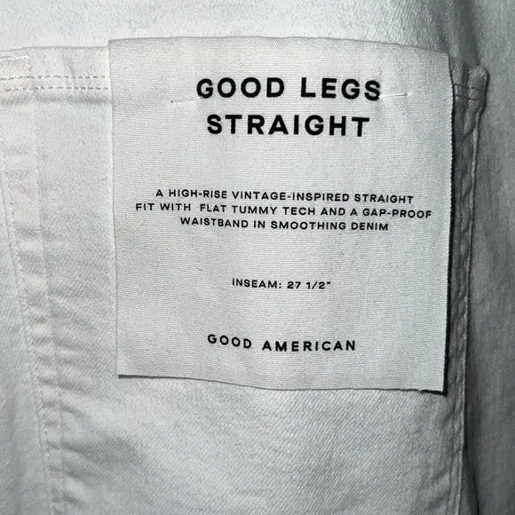 The Good American Good Legs Straight Leg Raw Hem Jean Size 26